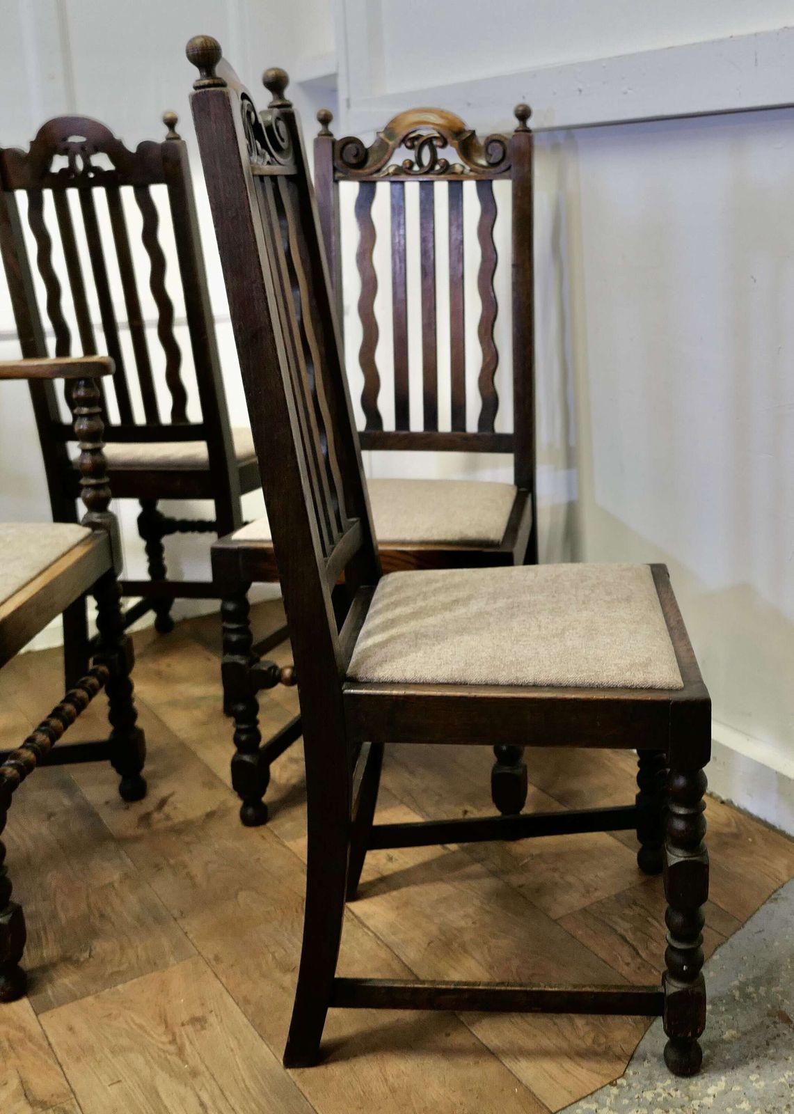 Set Of 6 19th Century Country House Oak Dining Chairs photo Furniture