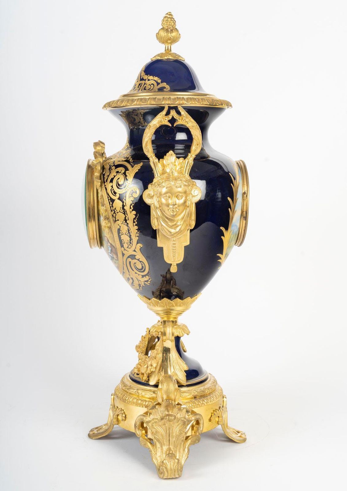 photo buy Gilt Bronze And Sèvres Porcelain Mantel Clock Set, 19th Century, Napoleon III Period