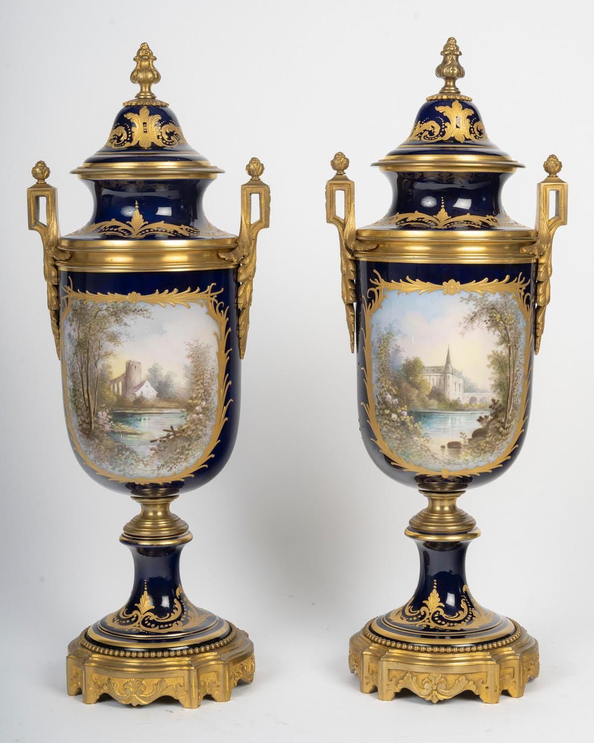Pair Of Vases, Enameled And Gilt Porcelain, Gilt Bronze, The 19th Century. photo Home Decor