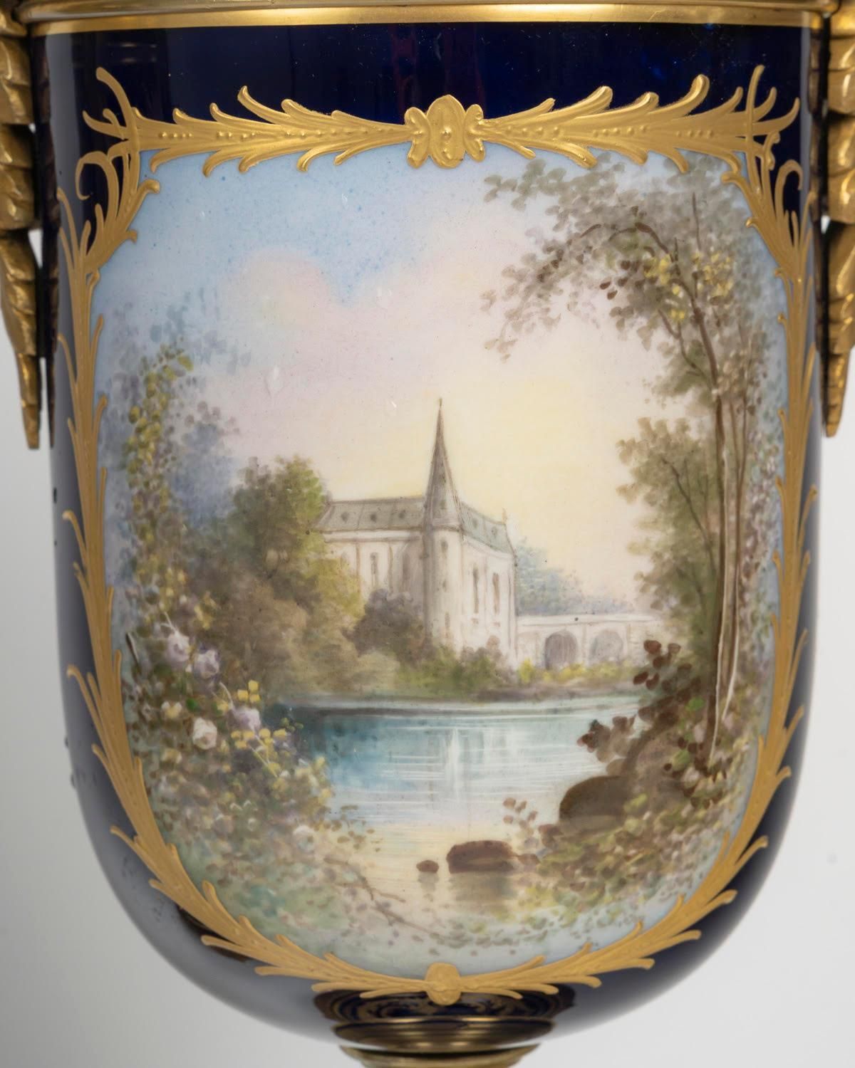 Home Decor Pair Of Vases, Enameled And Gilt Porcelain, Gilt Bronze, The 19th Century. photo