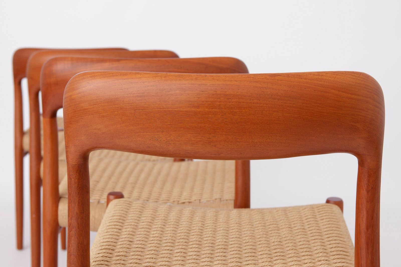 Set Of 3 Niels Otto Moller Model 75 Dining Chairs, 1950s – Restored Teak & Renewed Weaving photo vinterior