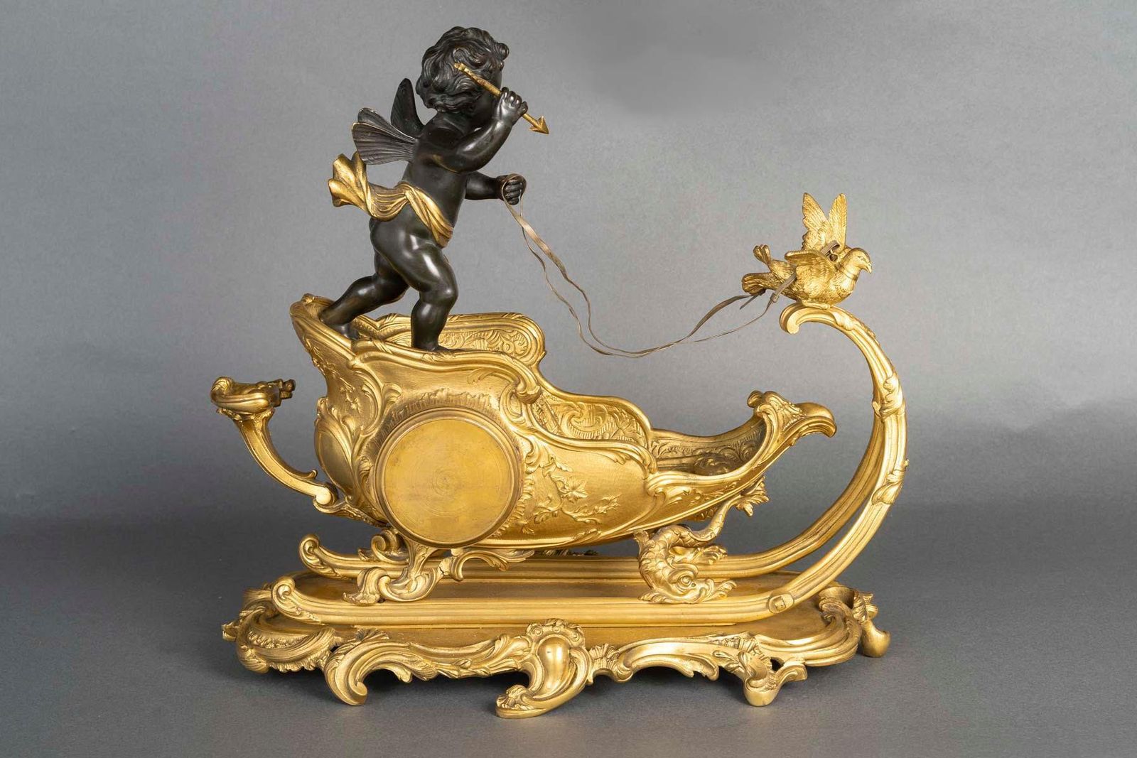 Gilt Bronze Clock, Napoleon III Period, 19th Century. photo vintage