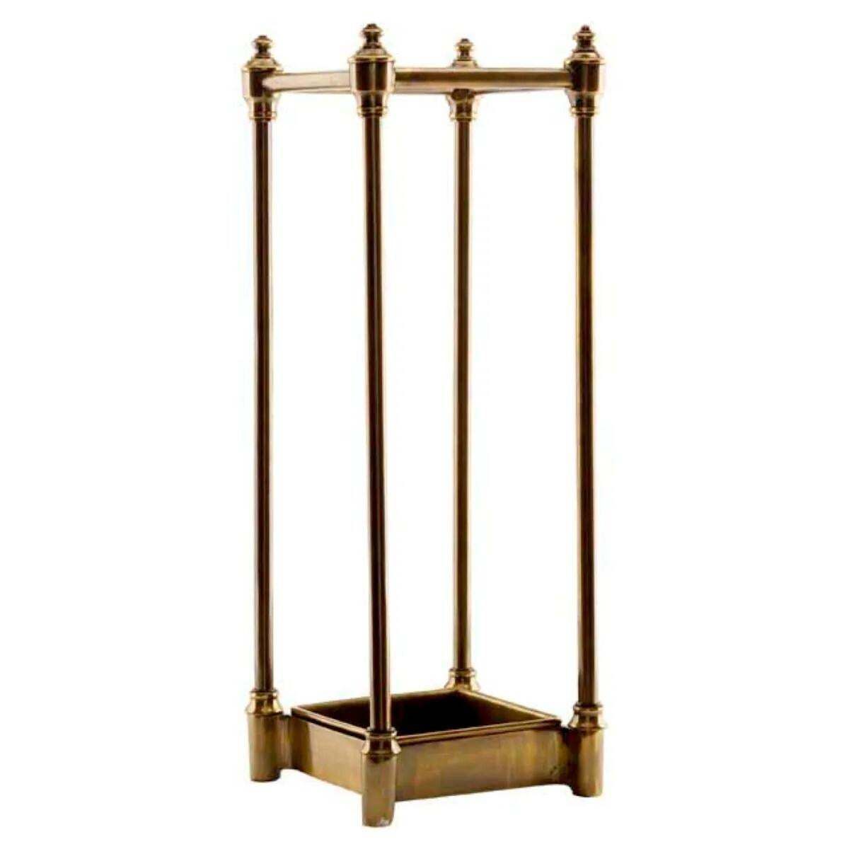 Pair Of Umbrella Stands, Antique Brass Finish, Drip Tray Included. photo 2426.0