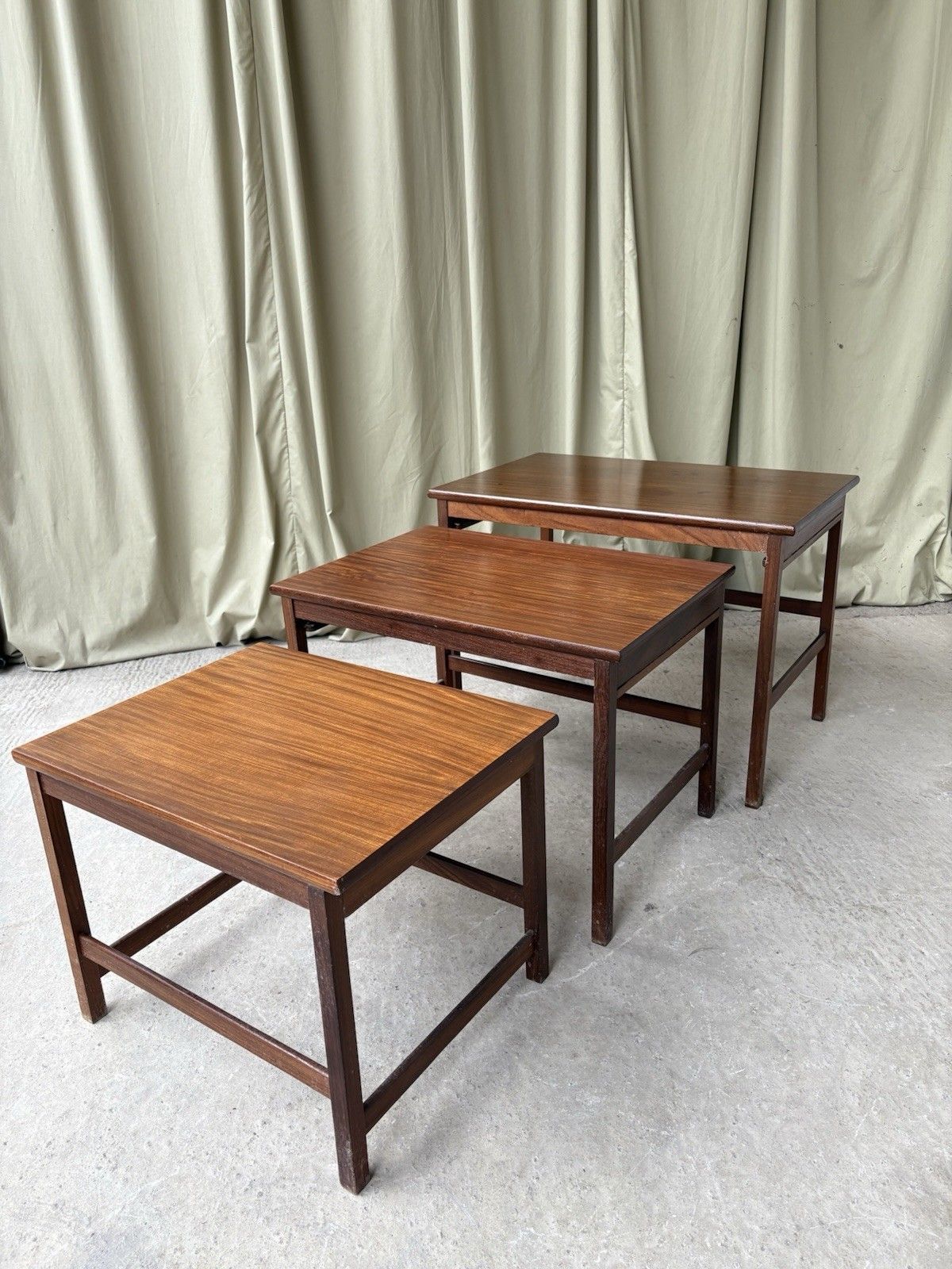 Vtg Mid Century Teak Nest Of Side Tables Scandi Danish Style Retro R981 photo furniture