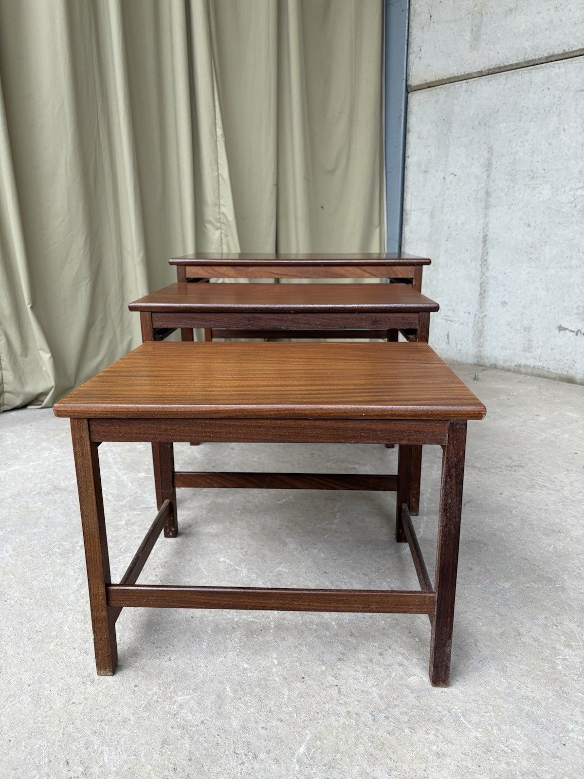 Vtg Mid Century Teak Nest Of Side Tables Scandi Danish Style Retro R981 photo Furniture