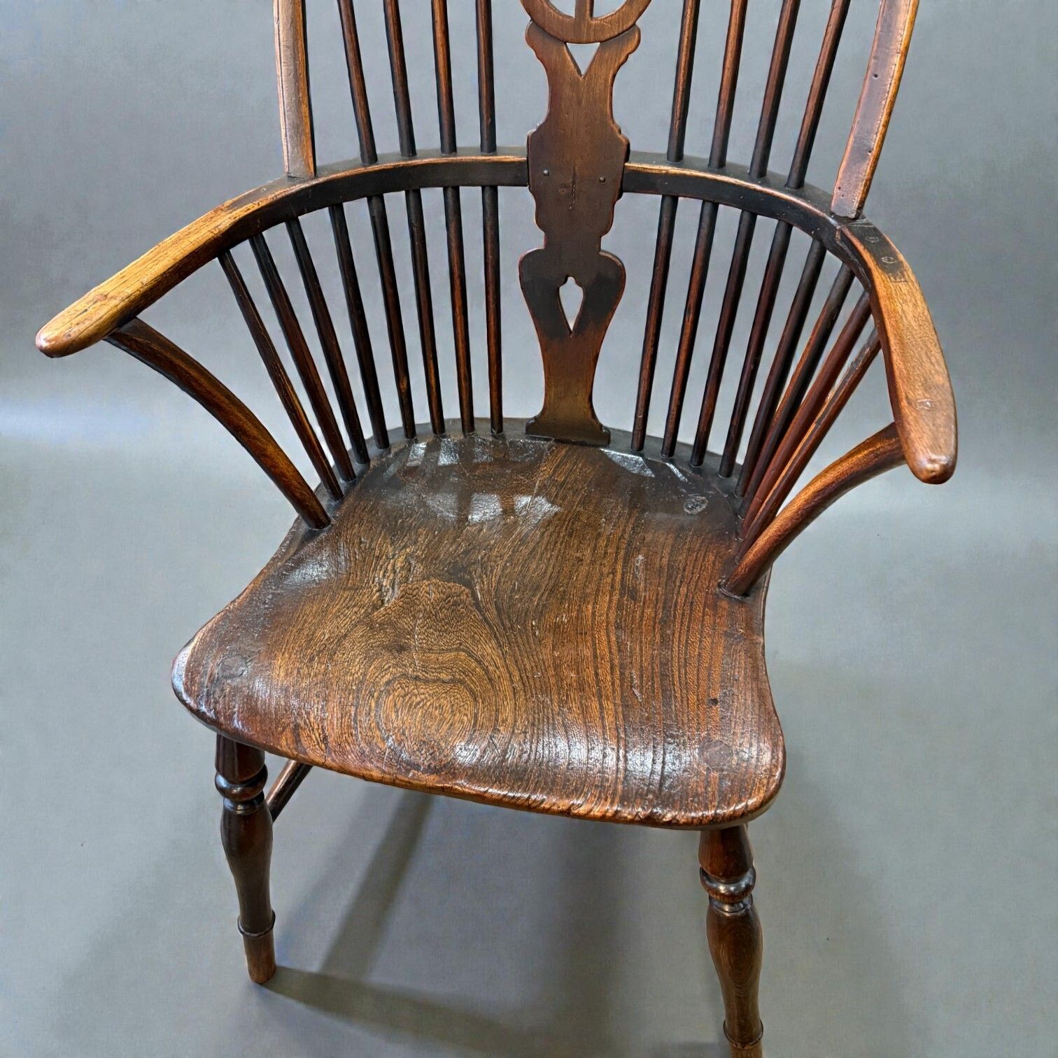 19th Century Yew Elmwood Windsor Chair photo for sale