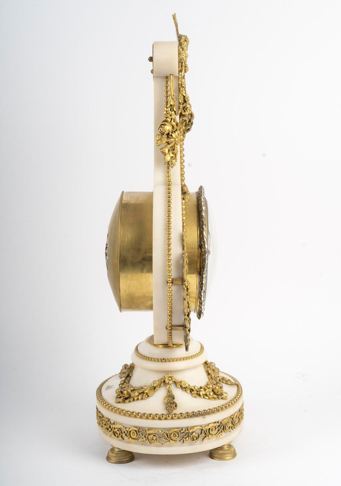 Lyre Shaped Clock In Marble And Gilt Bronze, 19th Century, Napoleon III Period. photo 8601.0