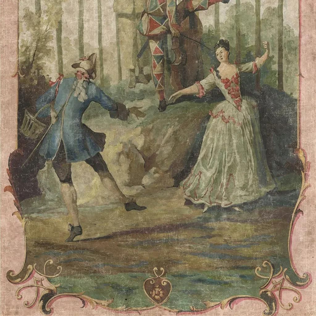 Panoramic Mural Painting On Canvas In An Antique Style, Inspired By The 19th Century photo vinterior