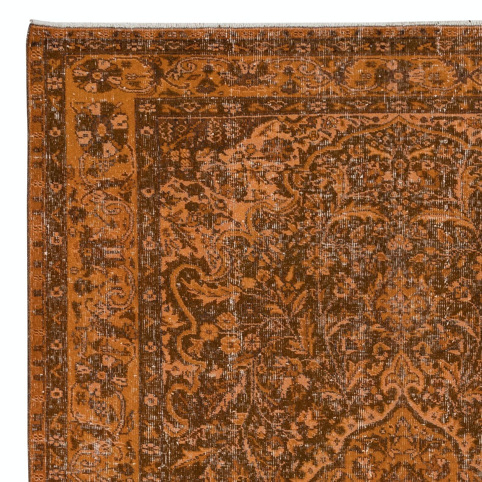 6.3x9.7 Ft Handmade Turkish Area Rug In Burnt Orange, Ideal For Modern Interiors photo Textiles