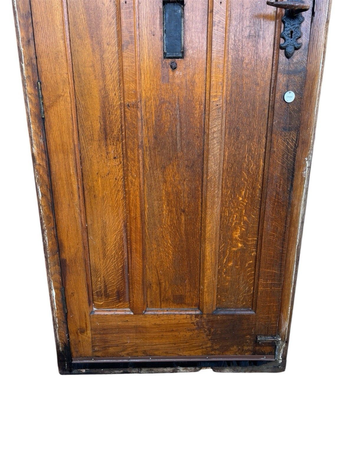 Home Fixtures Antique Solid Oak Front Door +Frame Reclaimed Period Heavy Old Rustic Hardwood photo