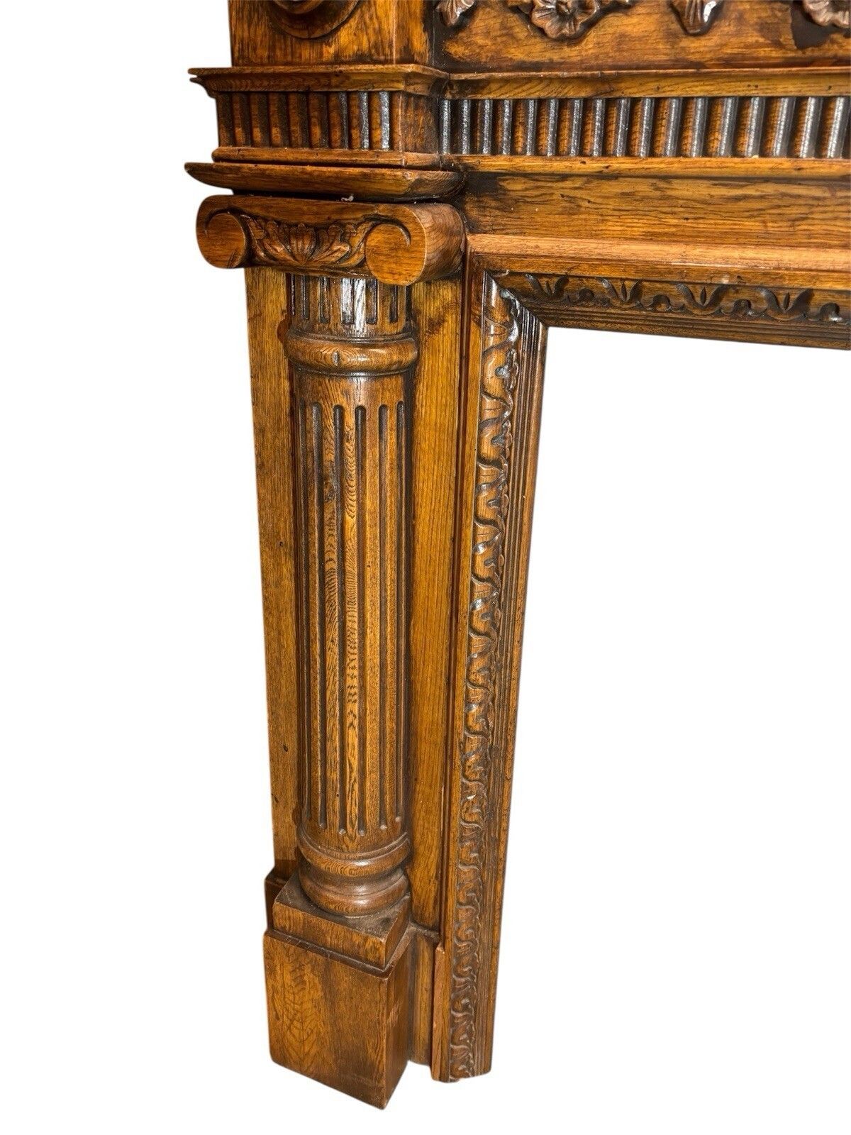 Solid Oak Hand Carved Fireplace Surround Period Reclaimed Old Antique Victorian photo vinterior