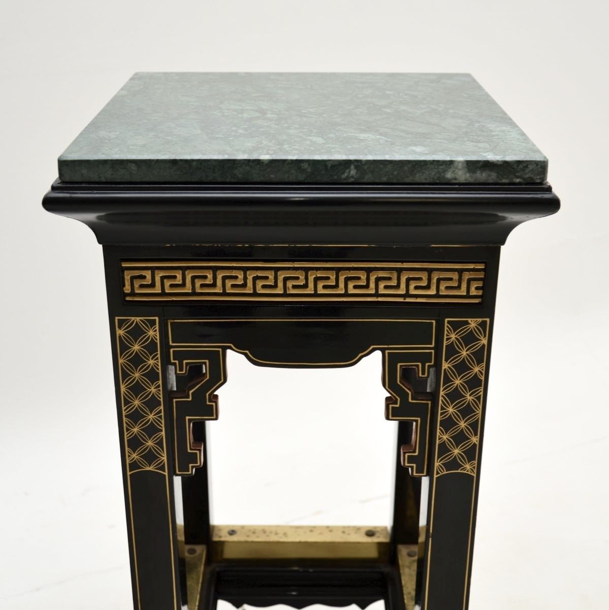 Pair Of Antique Lacquered Chinoiserie Marble Top Side Tables photo buy