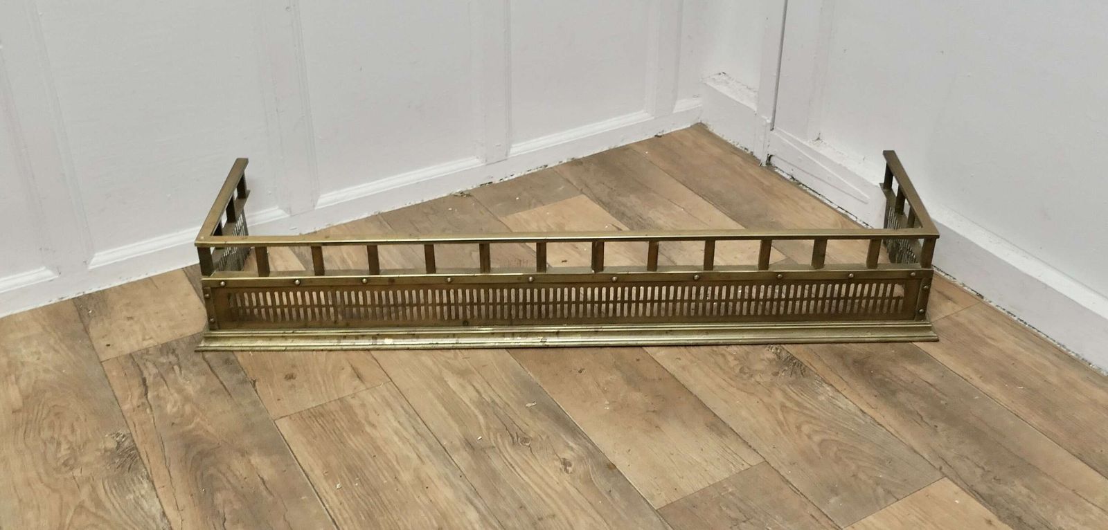 Heavy Quality Victorian Brass Fender, Industrial Look photo furniture