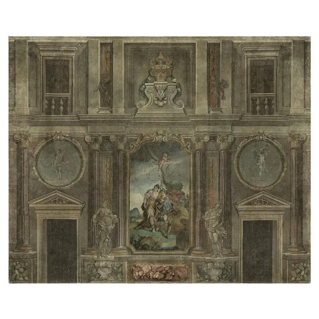19th Century Antique Style Panoramic Wall Mural On Canvas – Baroque Fresco