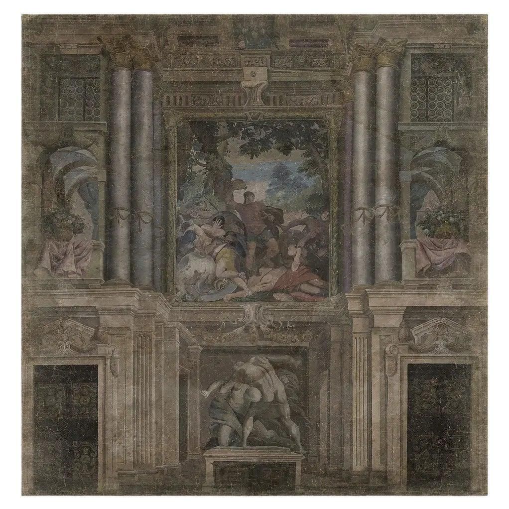 19th Century Antique Style Panoramic Wall Mural On Canvas – Baroque Interior