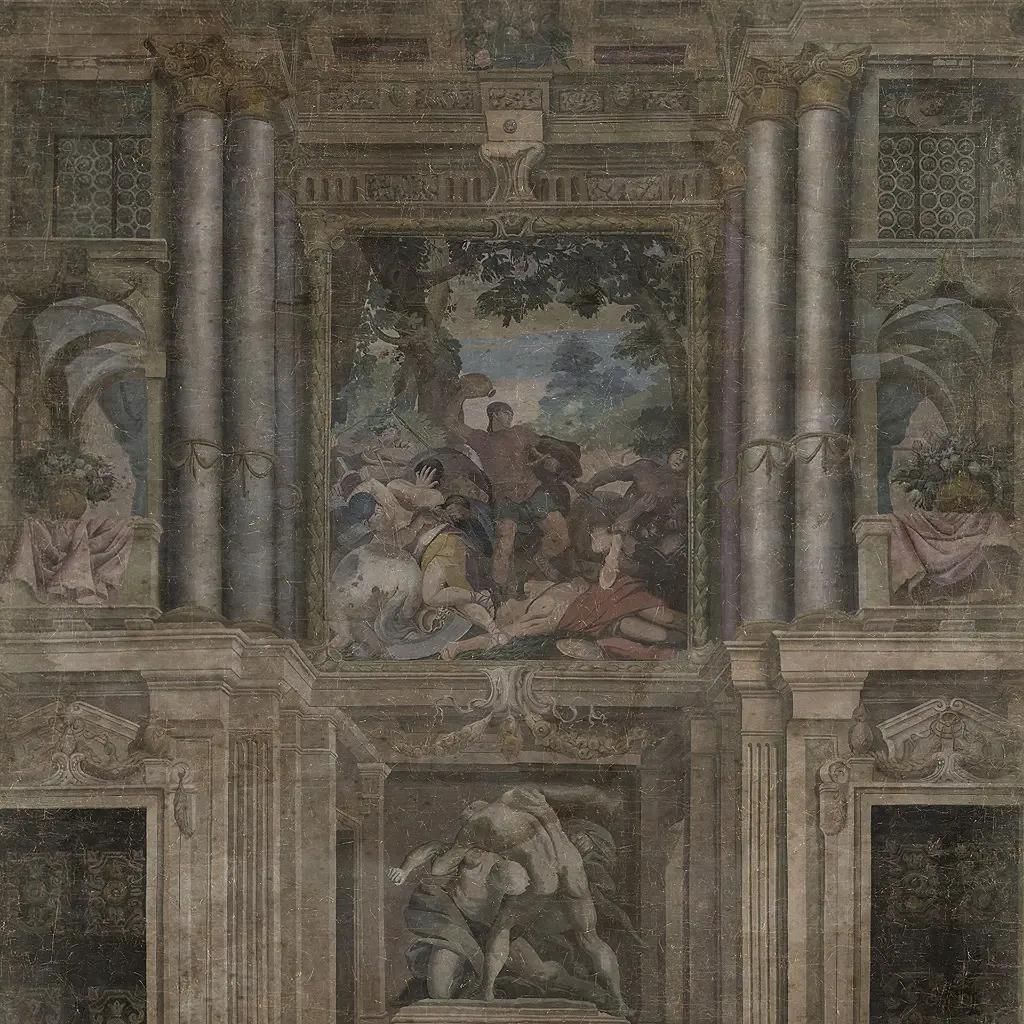 19th Century Antique Style Panoramic Wall Mural On Canvas – Baroque Interior photo Art