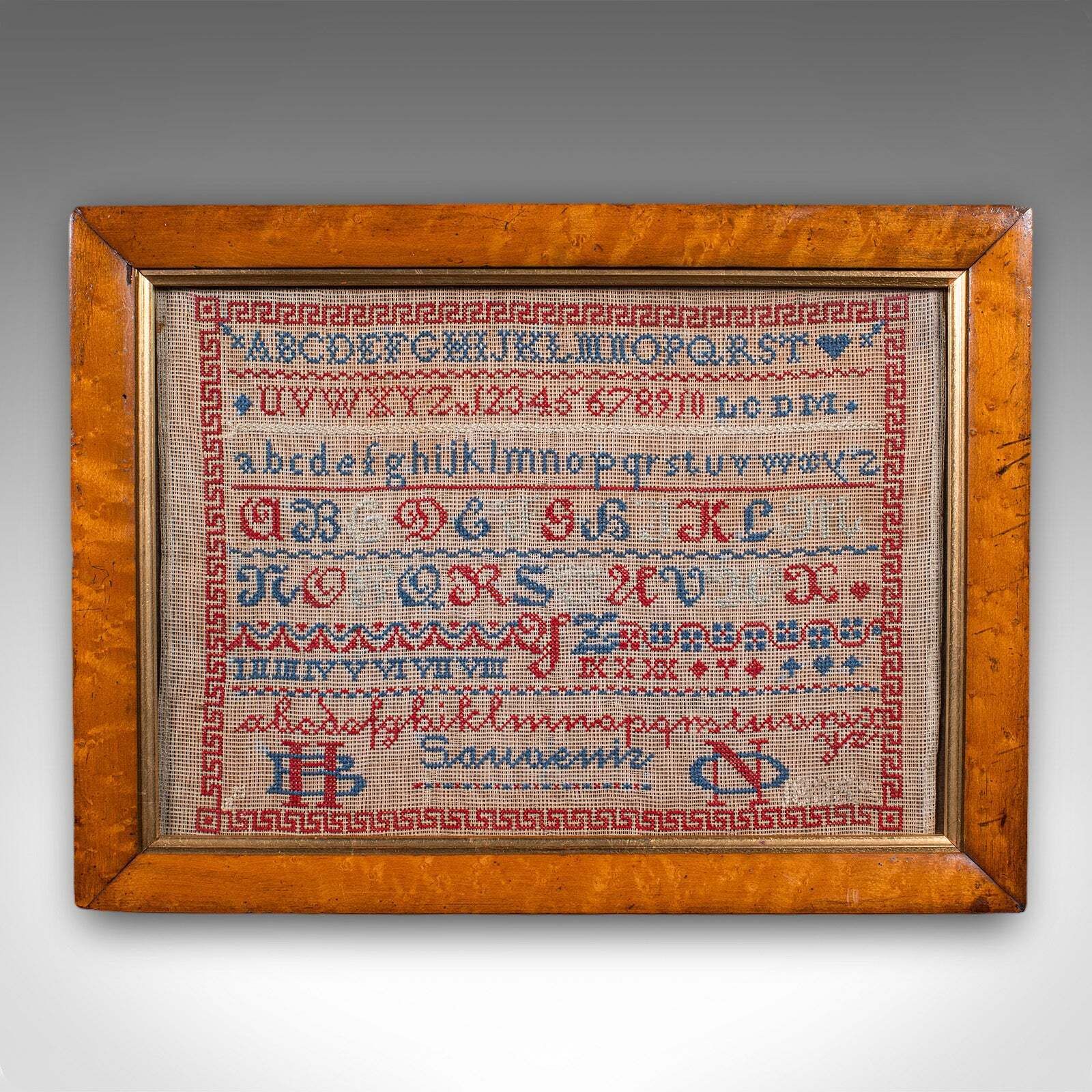 Antique Needlework Sample, English, Framed, Embroidery, Decor, William IV, 1835 photo furniture