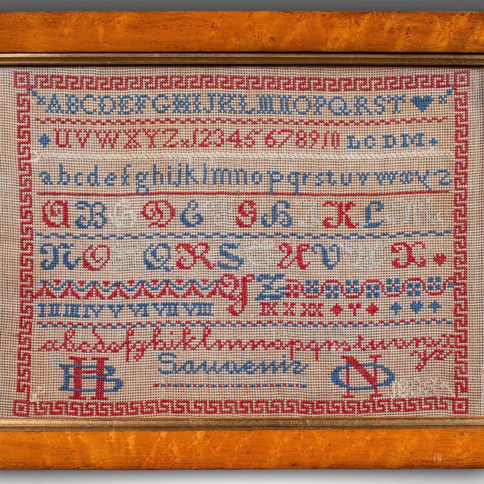 Antique Needlework Sample, English, Framed, Embroidery, Decor, William IV, 1835 photo Art