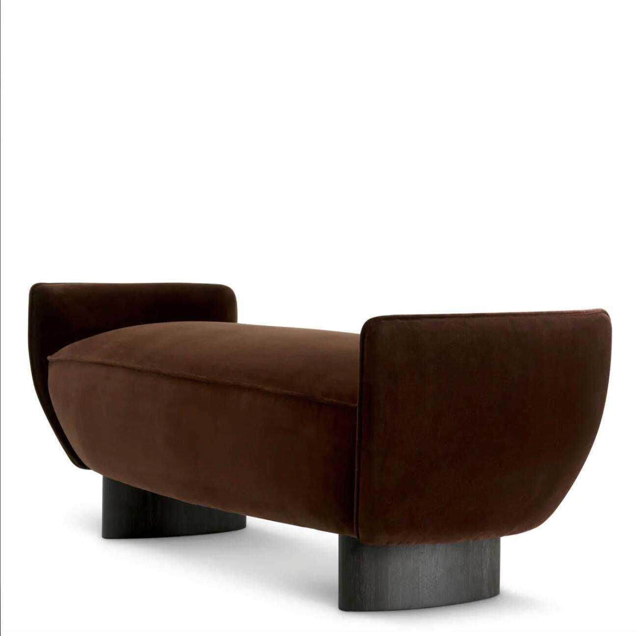 Brown Velvet Bench With Black Legs, Contemporary Design photo 2151.0