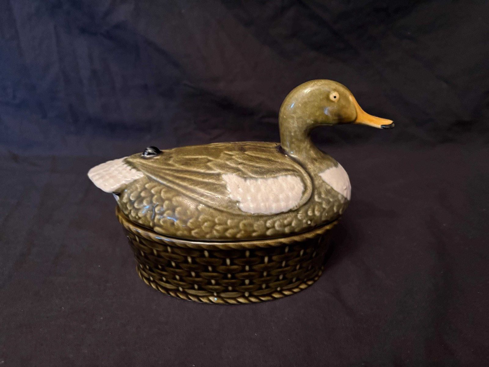 From Faiencerie Subtil Made In Portugal Ceramic Duck Terrine Good Condition
