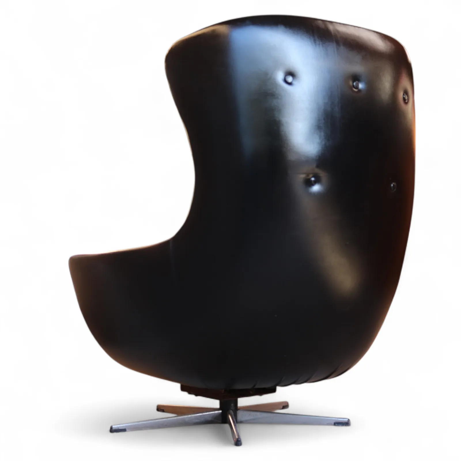 Mid Century Black Faux Leather Egg Chair Swivel Armchair photo 425.0