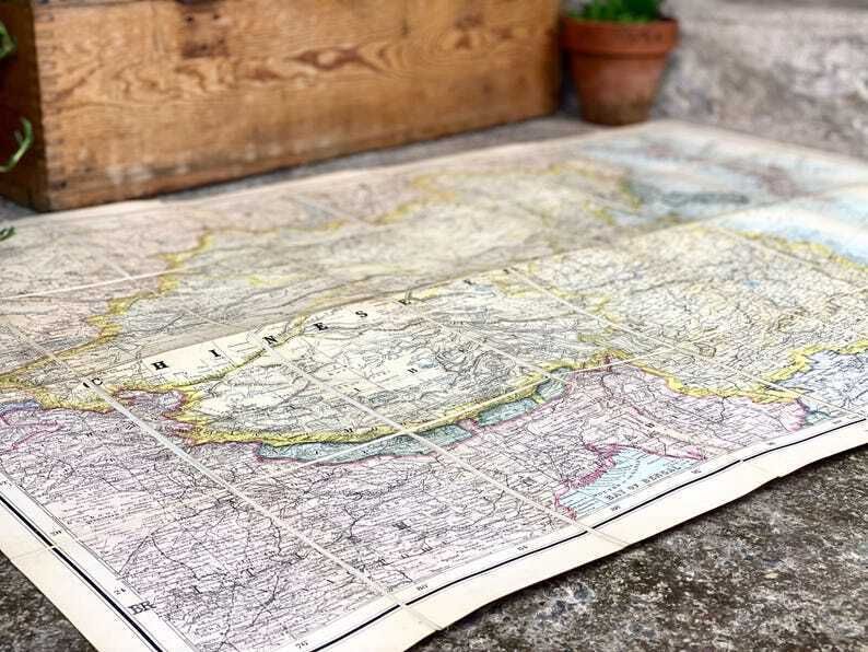 Antique Stanford's Map Of China & Japan 1900 photo Art