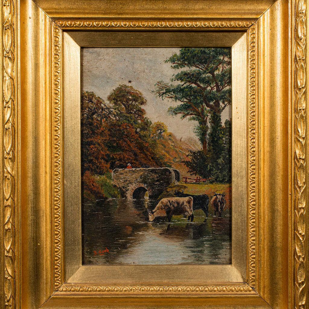 Antique River Landscape Painting, English School, Art, Oil On Canvas, Edwardian photo Art