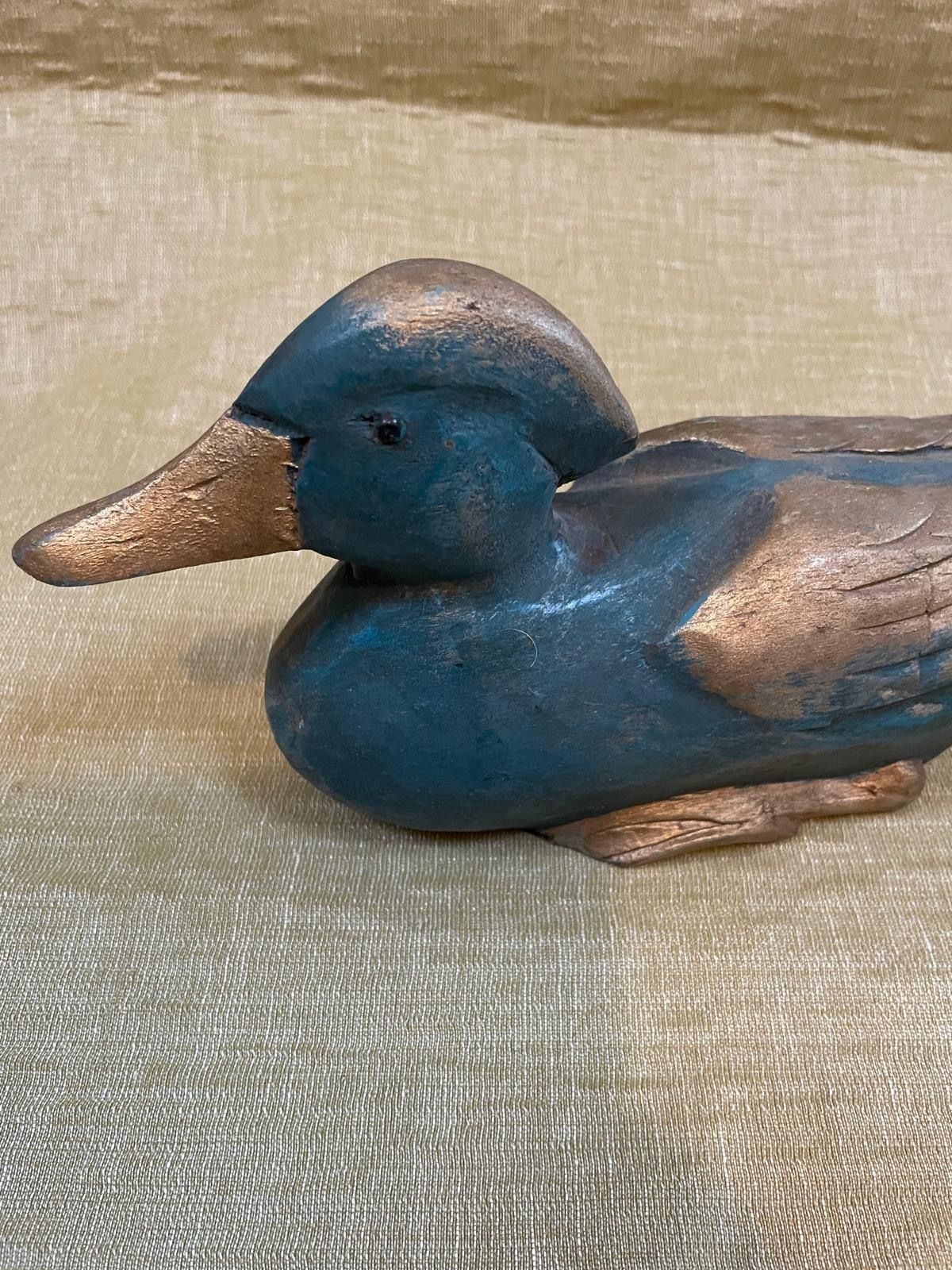 Two Belgian Wooden Decoy Ducks. Early Painted Folk Art Rustic Wood Birds. photo Home Decor