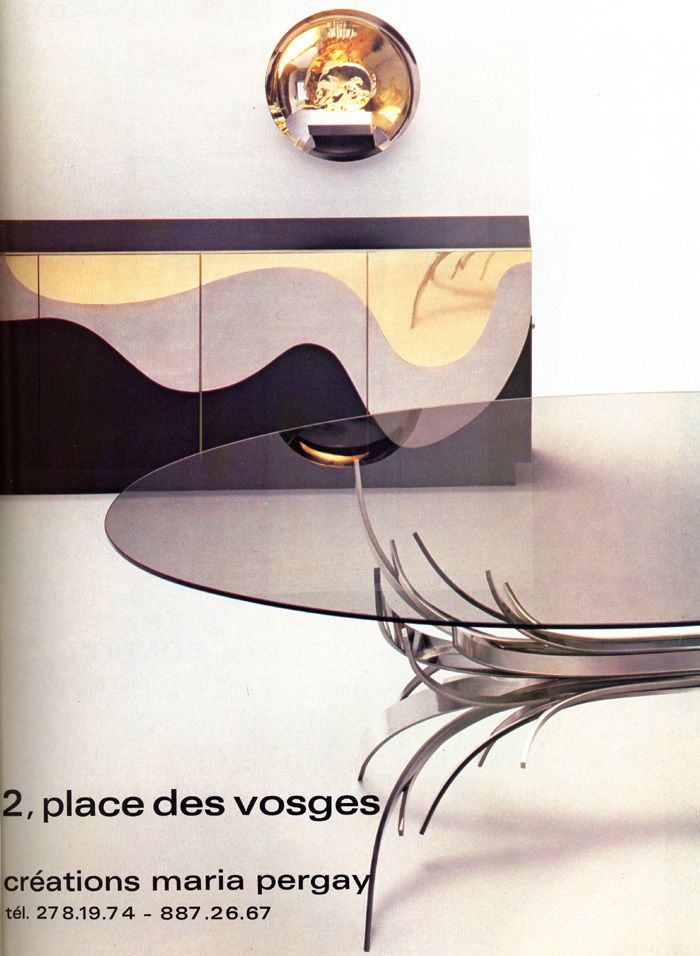 Maria Pergay Gerbe Dining Table   Rare Horizontal Variation, Stainless Steel, France C.1970 photo vintage