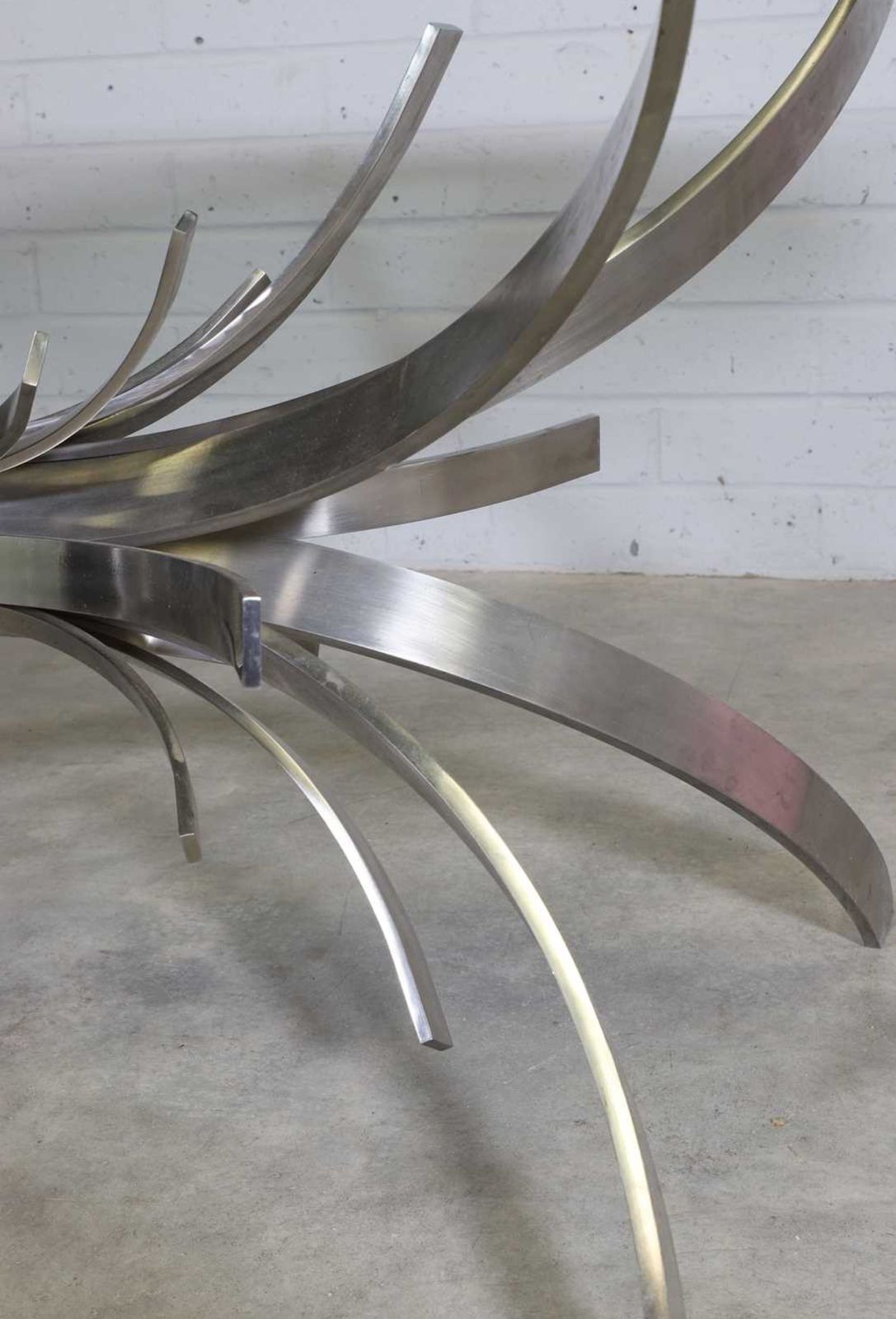 photo furniture Maria Pergay Gerbe Dining Table   Rare Horizontal Variation, Stainless Steel, France C.1970