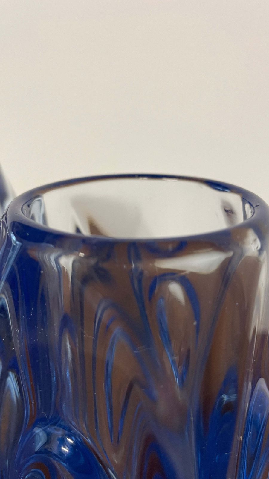 Pair Of Mid Century Blue Art Glass Vases By Rudolf Schrötter For Rosice | Czech Glass 1960s photo vintage