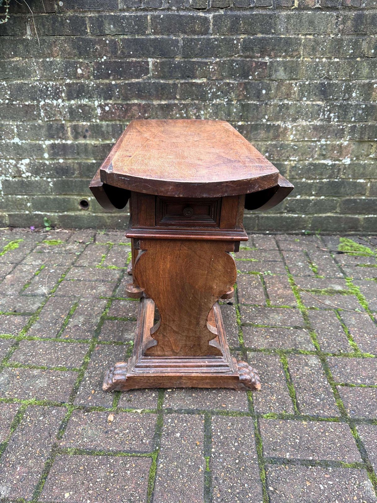 Victorian Walnut Drop Leaf Side Table With Drawer, Gothic Revival Antique Furniture photo Furniture