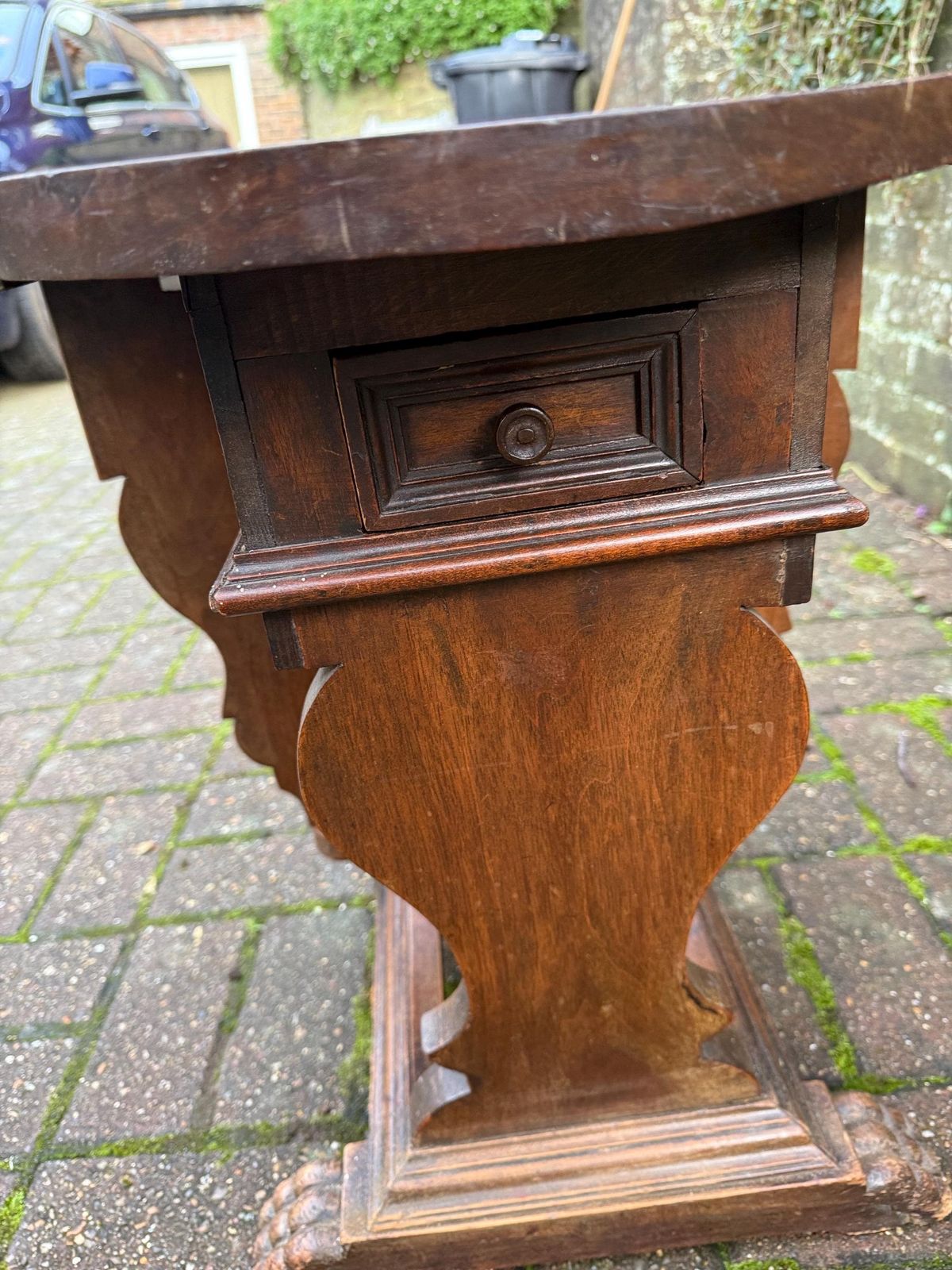 Victorian Walnut Drop Leaf Side Table With Drawer, Gothic Revival Antique Furniture photo vinterior