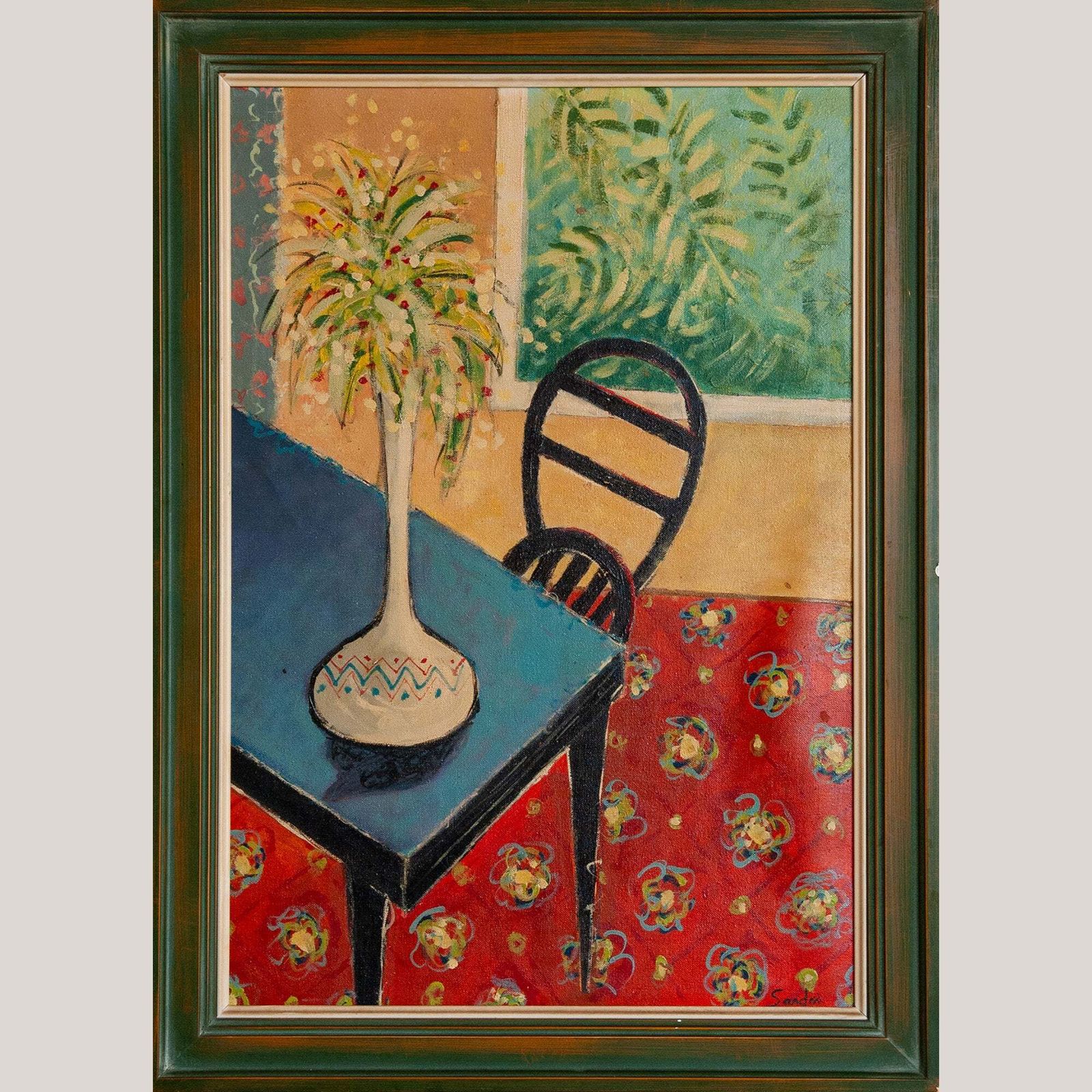 Interior Still Life With Vase And Chair   Mid 20th Century   Signed photo furniture