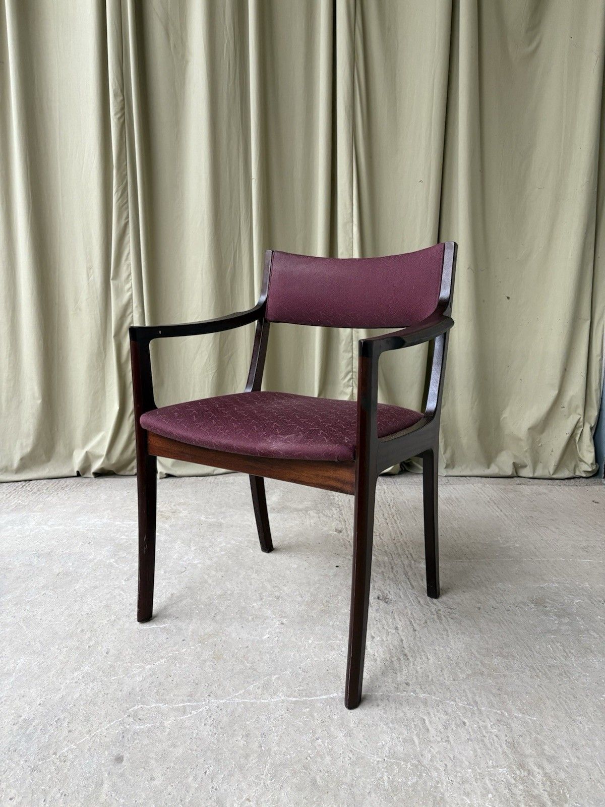Vtg Mid Century Sculptured Desk Chair Armchair Fireside Carver Danish Retro R982 photo for sale