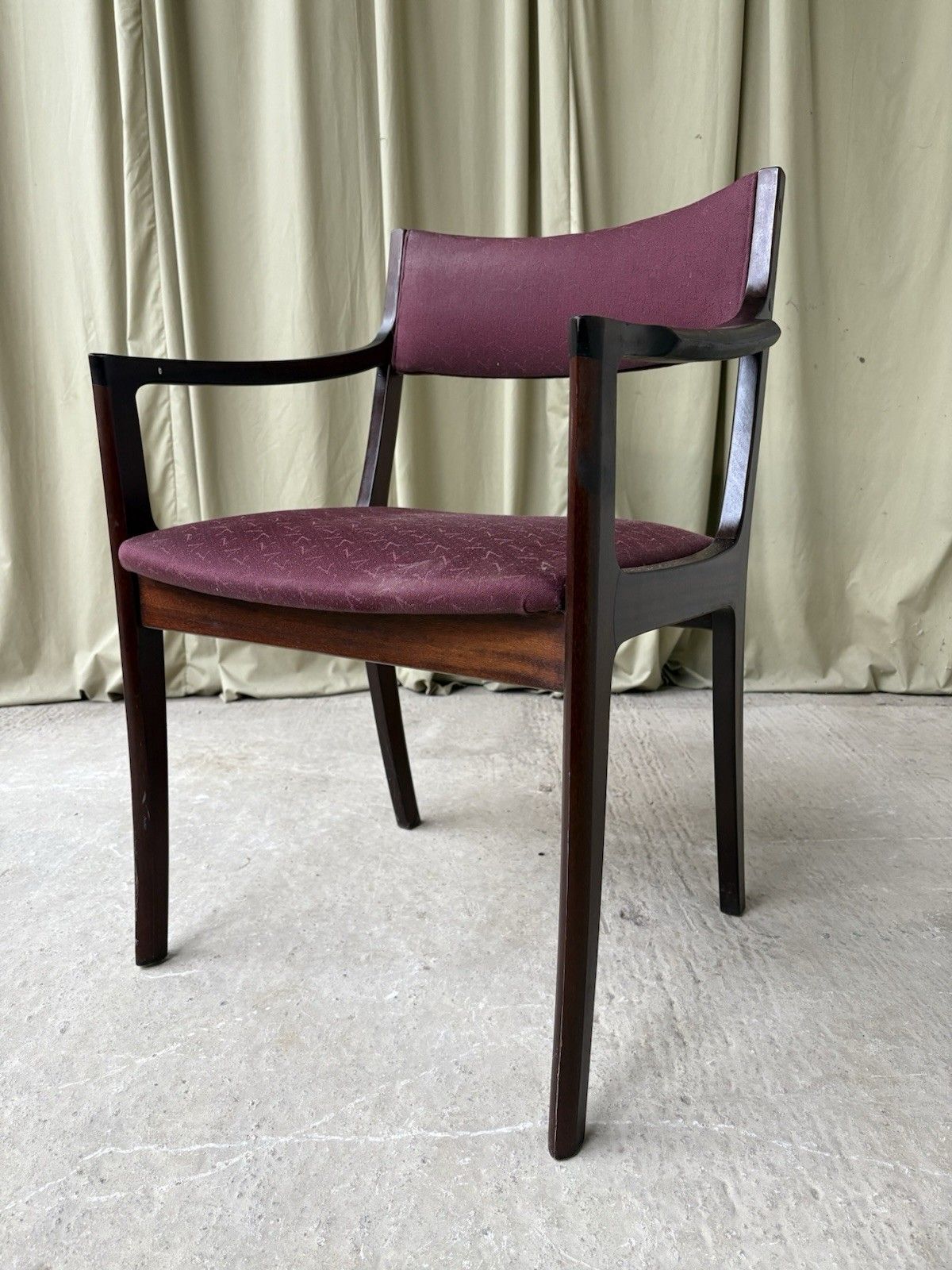 Vtg Mid Century Sculptured Desk Chair Armchair Fireside Carver Danish Retro R982 photo Furniture