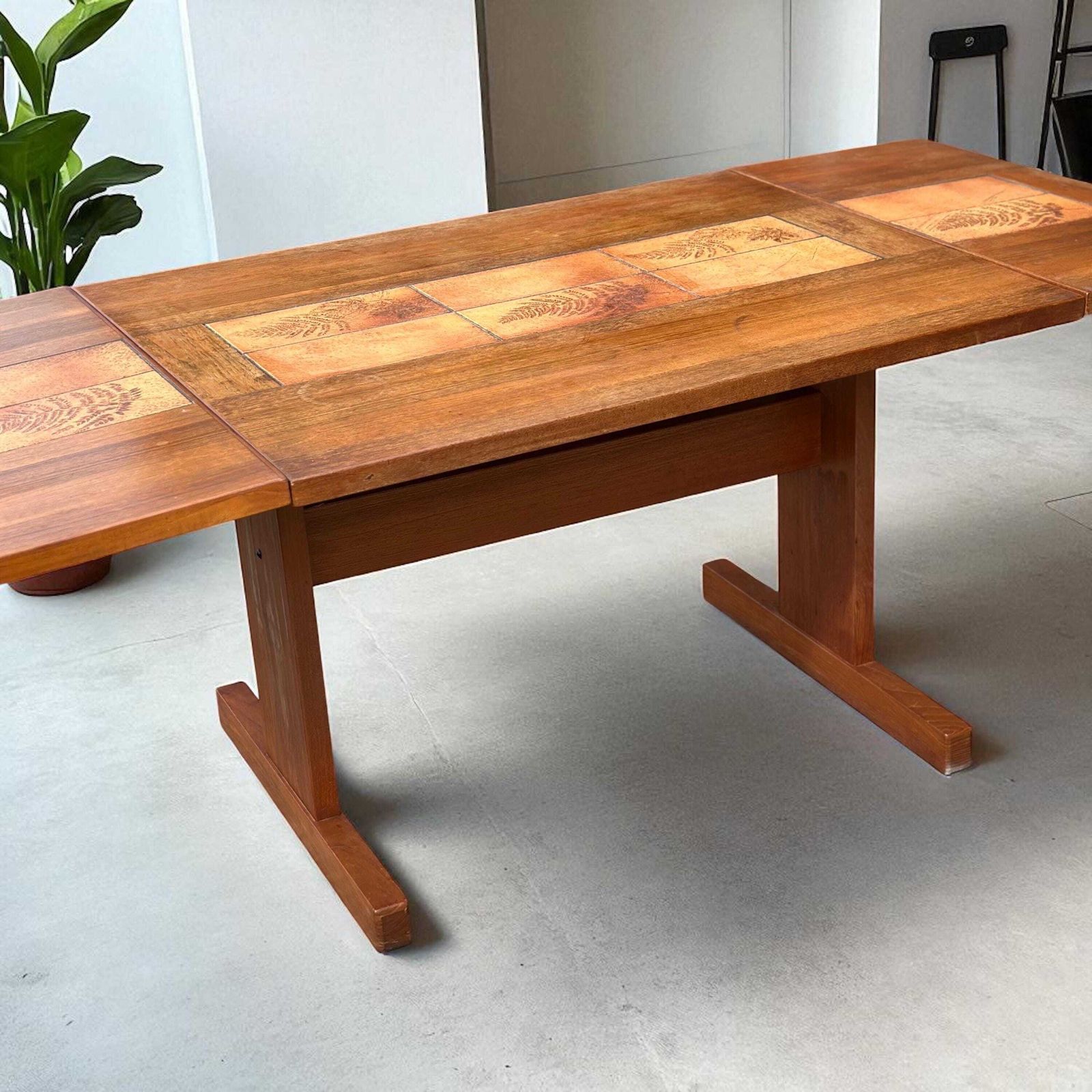 Large Dropleaf Dining Table With Tile Inset By Gangso Moble 1970s Poul Hermann Poulsen Design photo Furniture