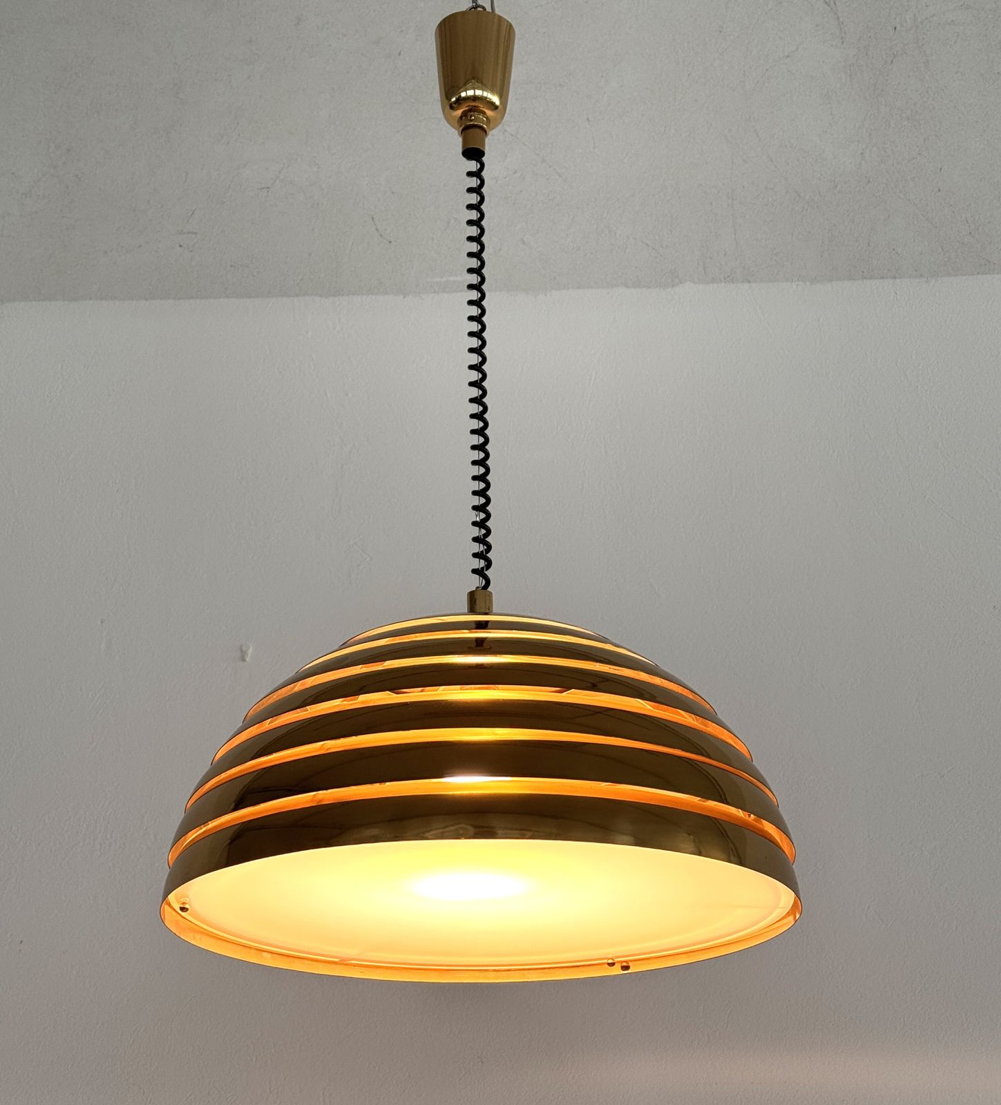1960s Midcentury Modern Brass Chandelier By Vereinigte Werkstätten photo for sale