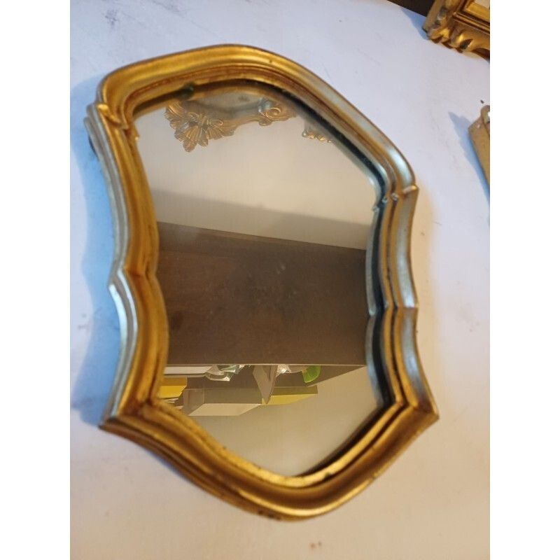Set Of 6 Wooden And Gold Tone Mirrors photo 195.0