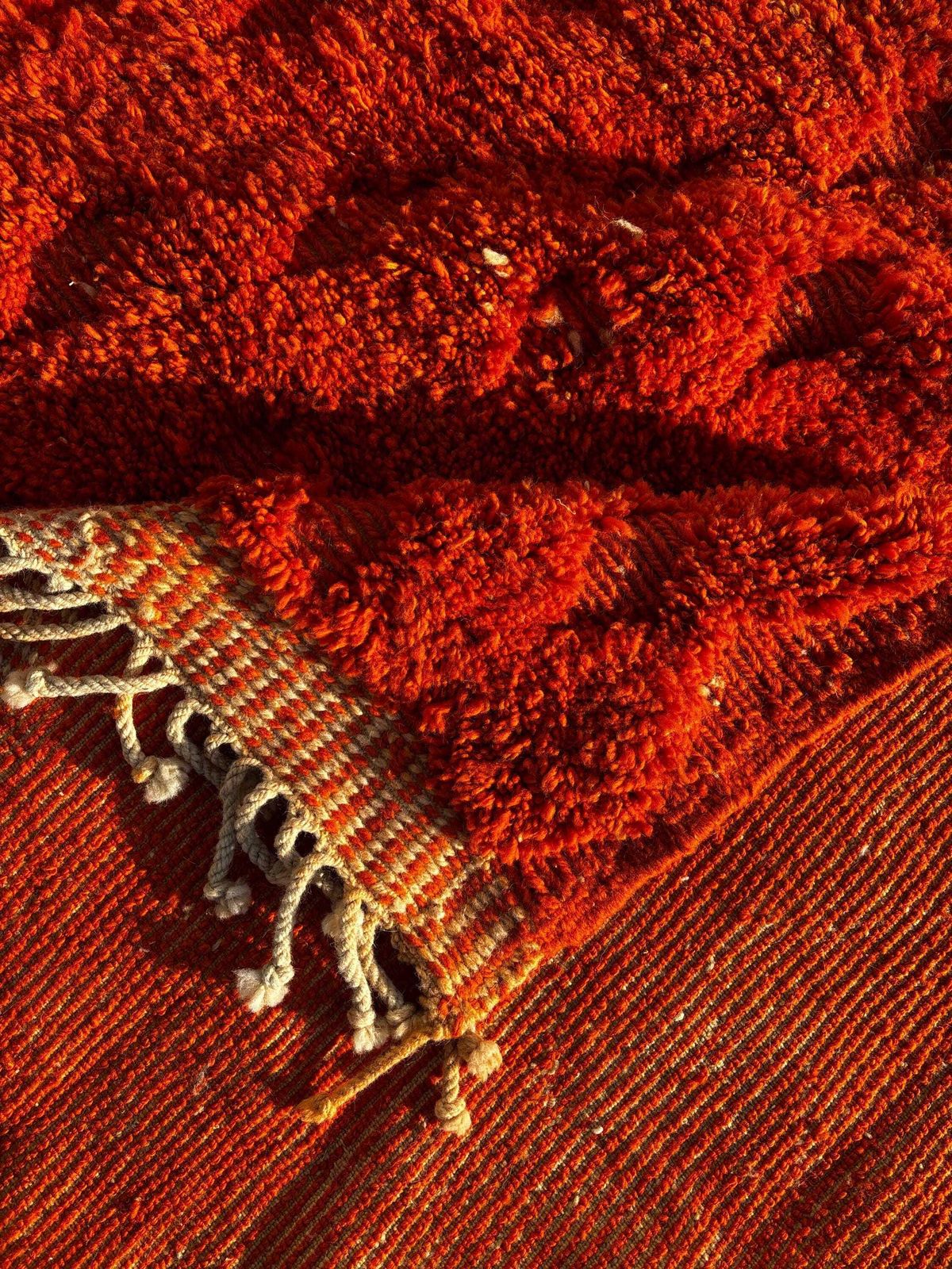 Handmade Moroccan Mrirt Rug – Burnt Orange Wool Rug 210x300 Cm – Modern Textured Carpet – Bold Abstract Design – Large Living Room Area Rug photo Textiles