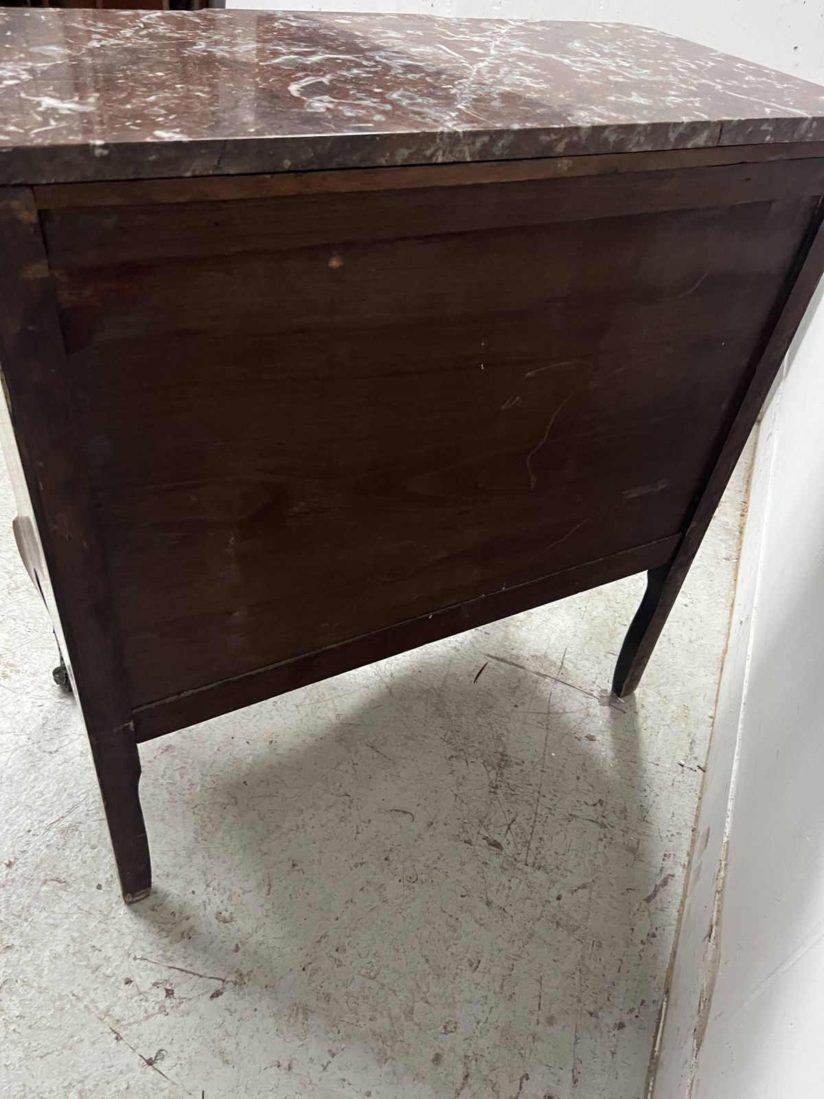 Transition Style Marquetry Chest Of Drawers With A Projecting Top, 20th Century photo vintage