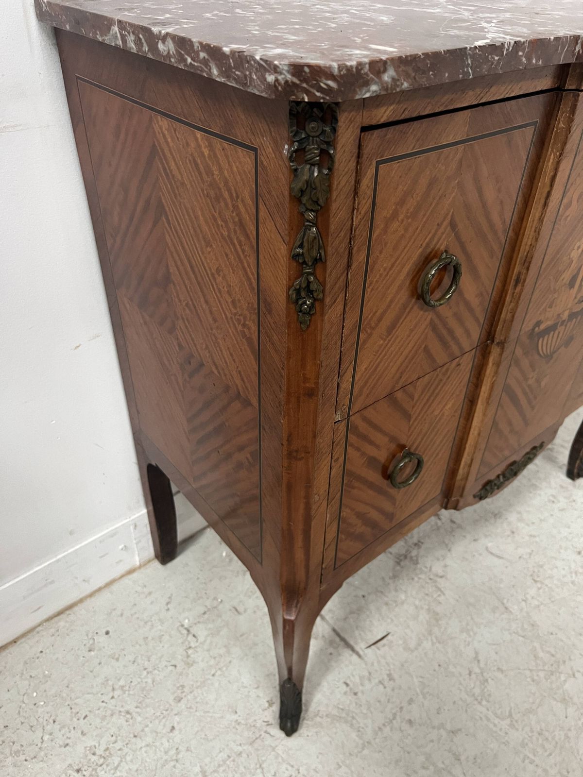 photo buy Transition Style Marquetry Chest Of Drawers With A Projecting Top, 20th Century