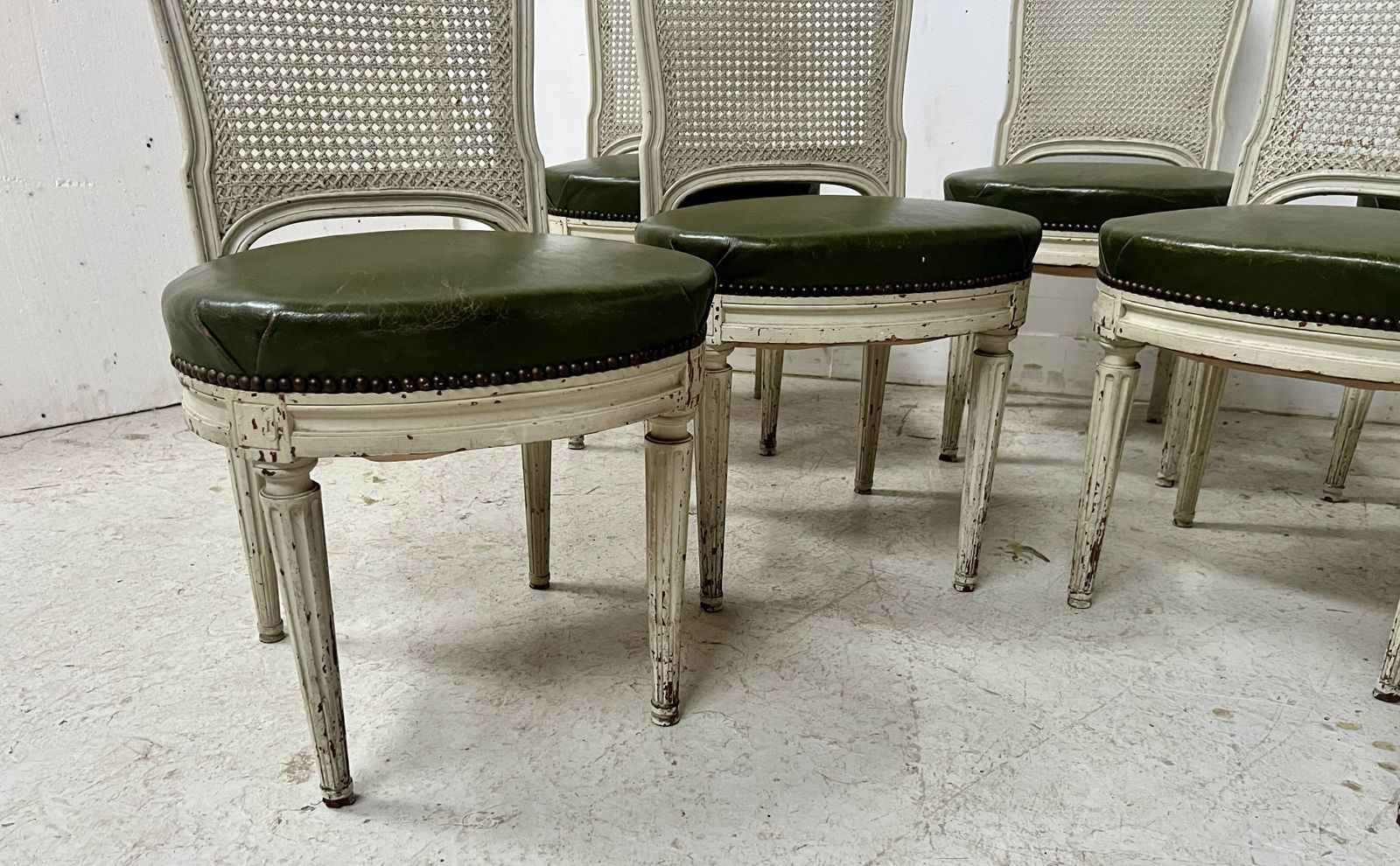 Set Of Seven Louis XVI Style Chairs In Patinated Beech, 20th Century. photo Furniture