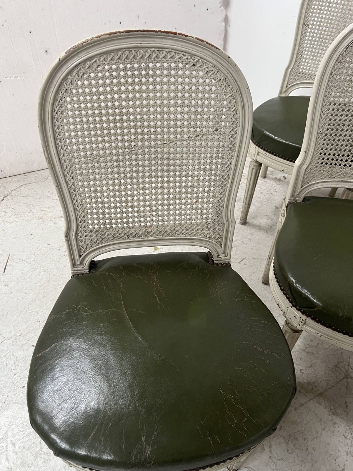 Set Of Seven Louis XVI Style Chairs In Patinated Beech, 20th Century. photo buy