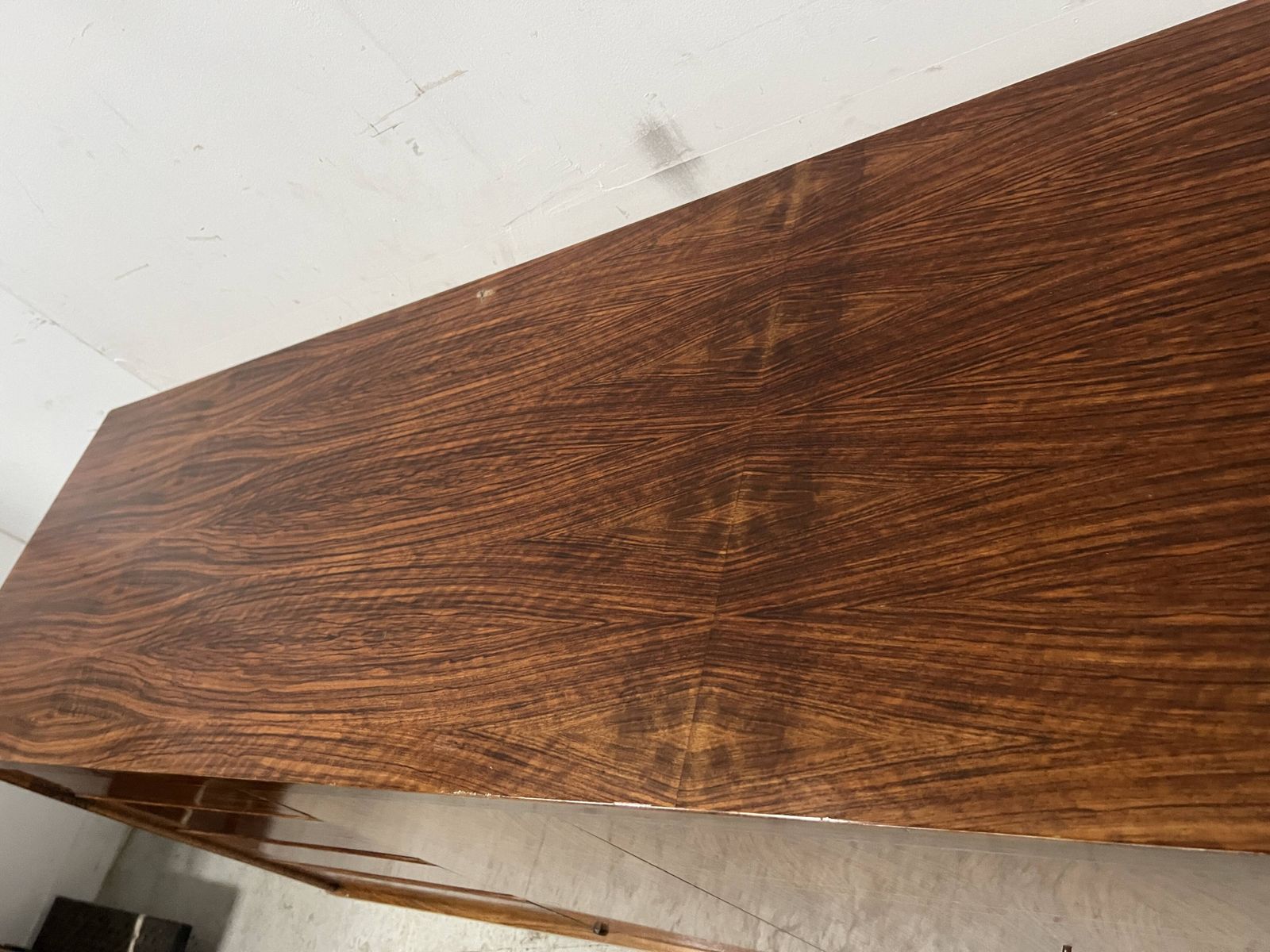 Furniture Scandinavian Sideboard In Veneered Wood With Iron Legs, 20th Century photo