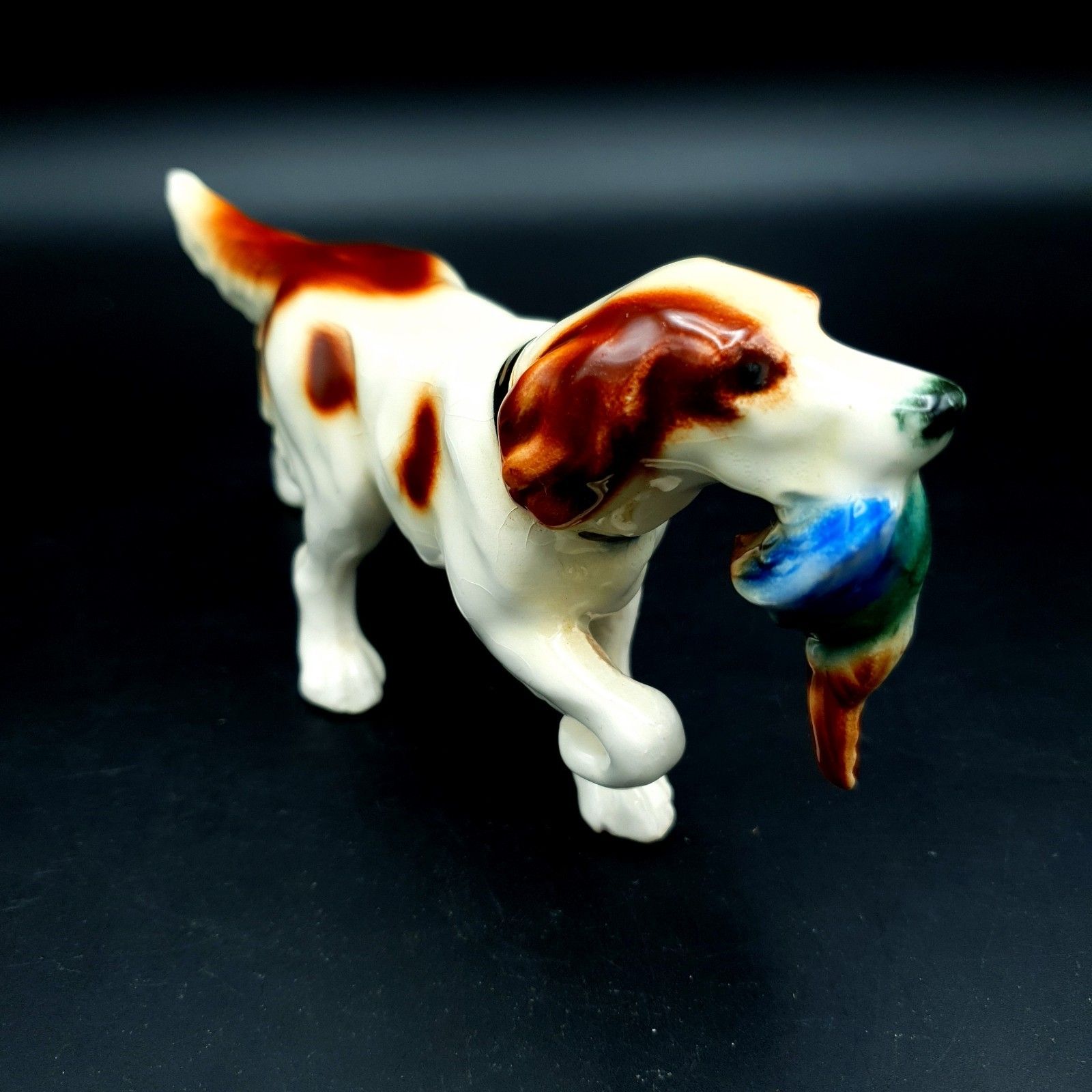 Hunting Dog With Pheasant W.Germany Ceramic Early Goebel? Mid Century Rare L16cm photo 90.0