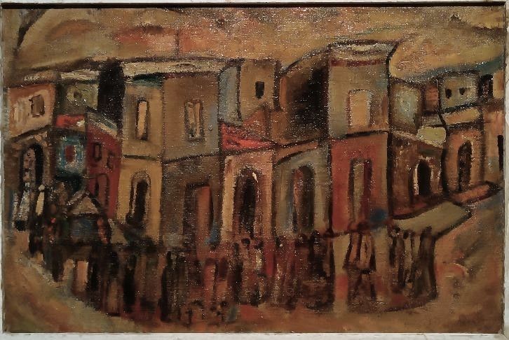 Oil On Canvas "Funerali A Syracuse" Ferruccio Ferri Exhibition Gulf Of La Spezia photo 398.0