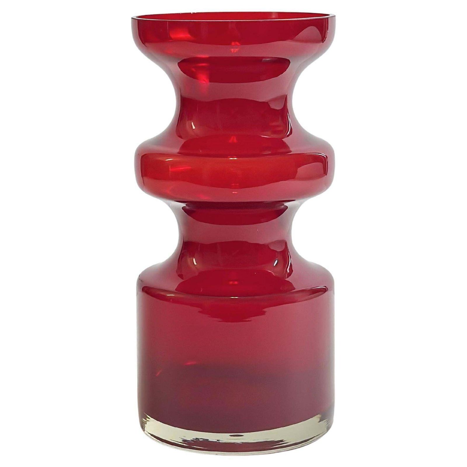 1960s Swedish Red Glass Vase By Per Olof Ström For Alsterfors