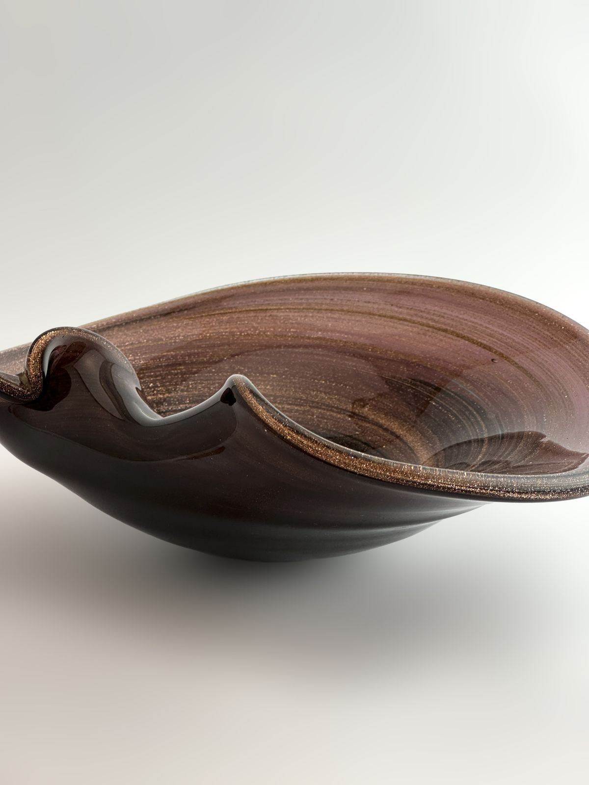 Murano Glass Centrepiece Bowl With Copper Aventurine By Alfredo Barbini, Italy, 1970s photo vintage