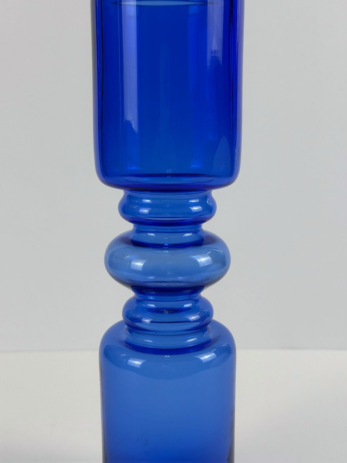 Cobalt Blue Hooped Glass Vase, Scandinavian Style, Romania, 1970s photo buy